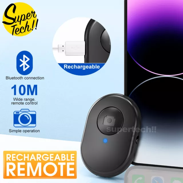 Rechargeable Wireless Bluetooth Remote Control Camera Shutter for iPhone Samsung