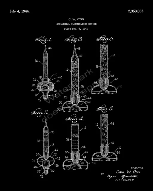 1944 Noma Christmas Bubble Lights Early Version Patent Print - Black