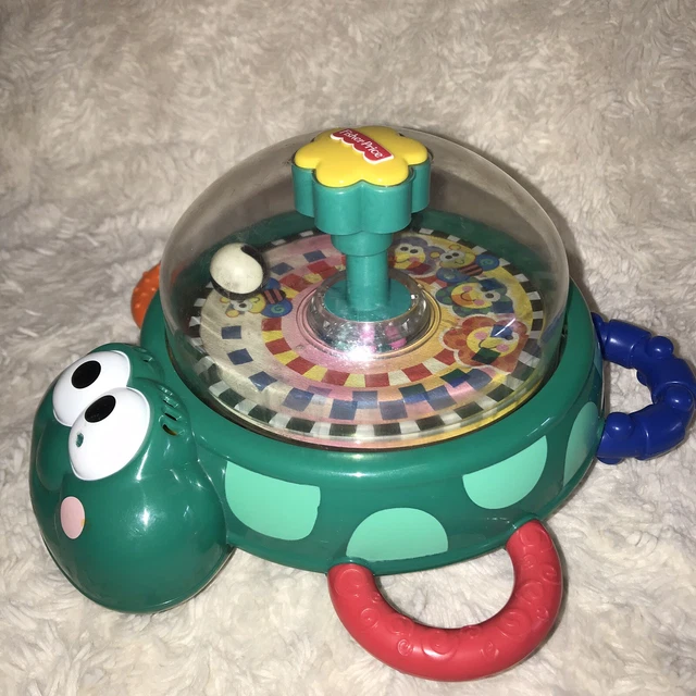 VINTAGE FISHER PRICE Mattel 2000 Bee Fun Spinning Musical Push Top Toy