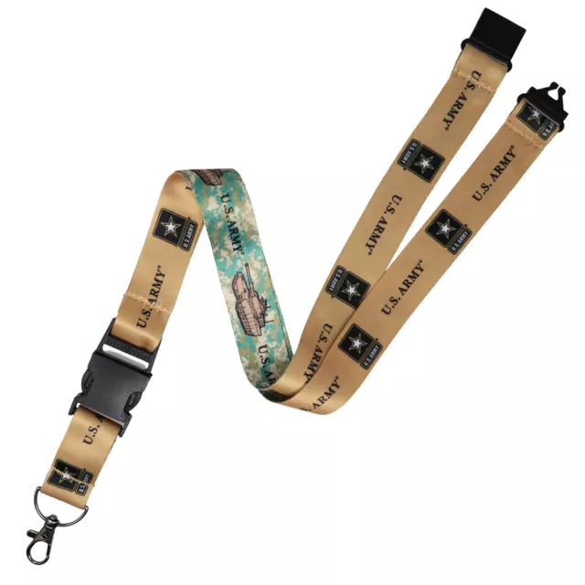 US Army Lanyard w/ ID Badge & Key Clip - Detachable, Reversible Double Sided