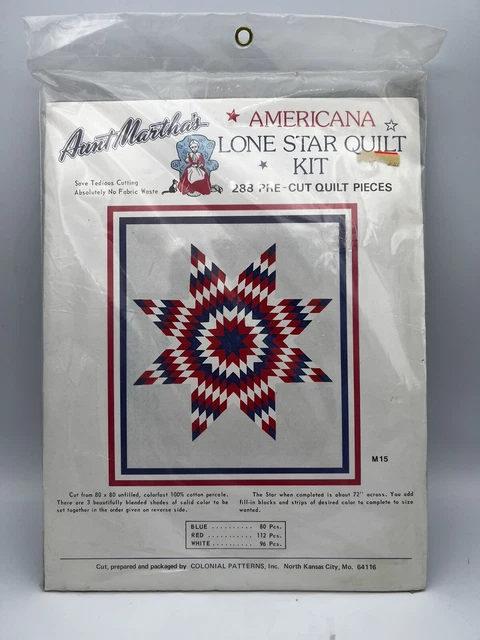 vintage Aunt Martha's Lone Star quilt kit Americana M15 NEW vintage Aunt Martha's Lone Star quilt kit Americana M15 NEW