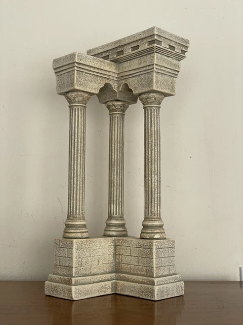 Ceramic Roman Column Corner Pilar Sculpture With Stairs 16” Tall!