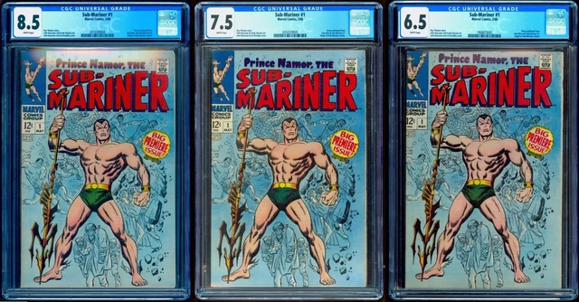 SUB-MARINER 1 CGC 8.5 7.5 6.5 ALL 3 WHITE PGS 💎 10% OFF w any FANTASTIC FOUR 6