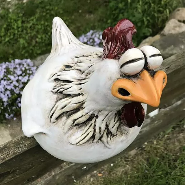 Lustige Hühnerstatuen Hühnerzaun Dekor Garten Bauernhof Hof Henne Harz Dekor (A)