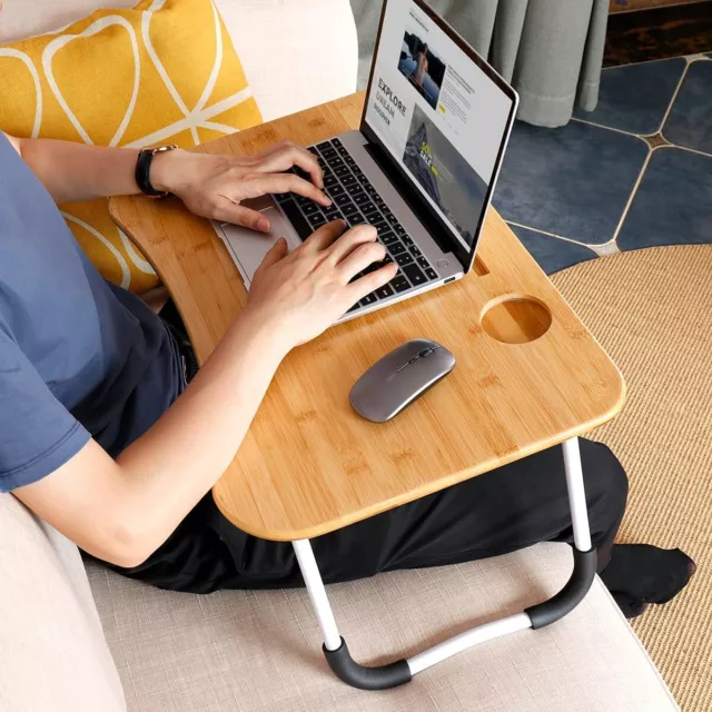 Lap Desk Breakfast Serving Multifunctional Sofa Tray Foldable Legs Bamboo