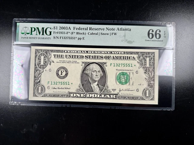 Star Federal Reserve Note PMG Graded 66 EPQ fr 1931-F* Atlanta