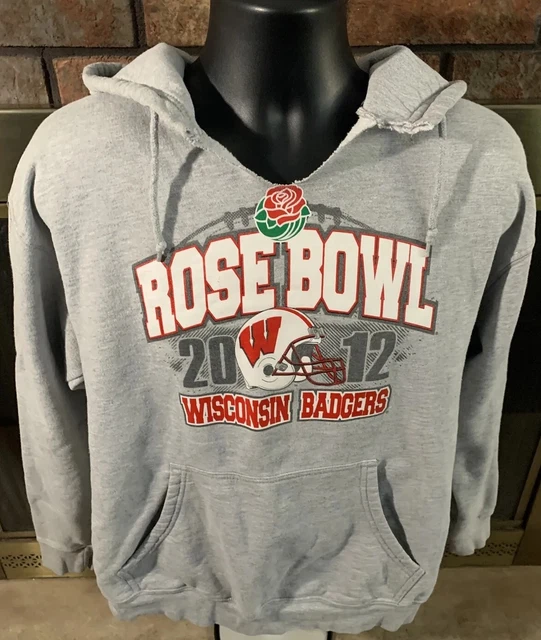 Wisconsin Badgers NCAA Football Hooded Sweatshirt Mens Sz Large Rose Bowl 2012