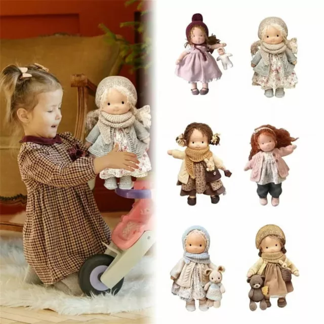 Handmade Waldorf Doll Knitted Plush Doll Stuffed Toy Christmas Birthday Gift