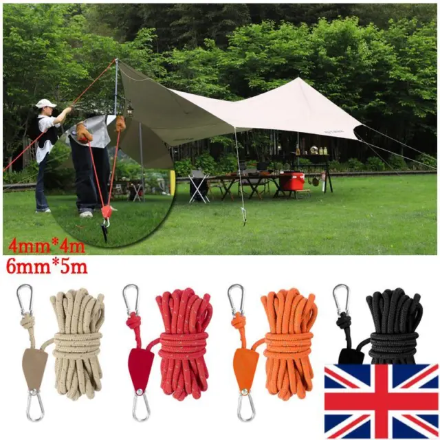 4/5M Portable Adjustable Fix Tent High Strength Fast Release Pulley Camping Rope