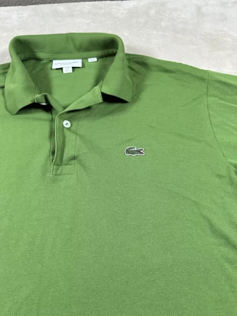 LACOSTE POLO SHIRT Mens Large Size 5 Green Classic Fit Short Sleeve ...