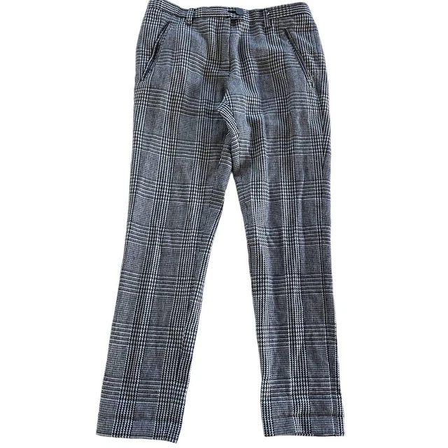 COMEANDGETIT Pants Womens Small Grey Houndstooth Slim Leg Dress Trouser Poly Mix