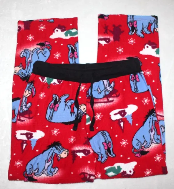 Disney Eeyore Womens Sleep Pj Pants Size M Red Graphic Print Fleece Drawstring