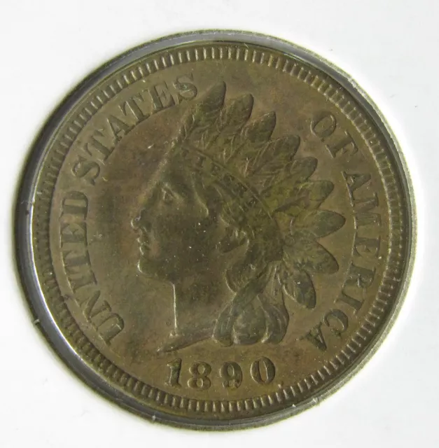 1890 Indian Head Cent Penny 1c - Nice AU