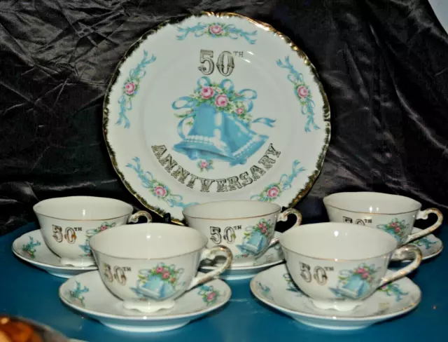 Vintage Norcrest, Tea Cup & Saucer, Plate, Japan, 50th Anniversary, Great Shape!