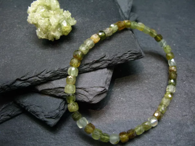 Vesuvianite Idocrase Genuine Bracelet ~ 7 Inches ~4mm Squared Facetted Beads