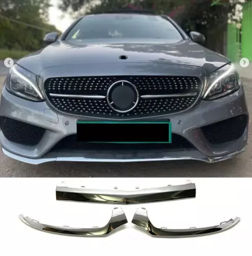 Chrom Spoiler Avant Lèvre Pare-Chocs Pour Mercedes Benz W205 C-Klasse 15-18 AMG