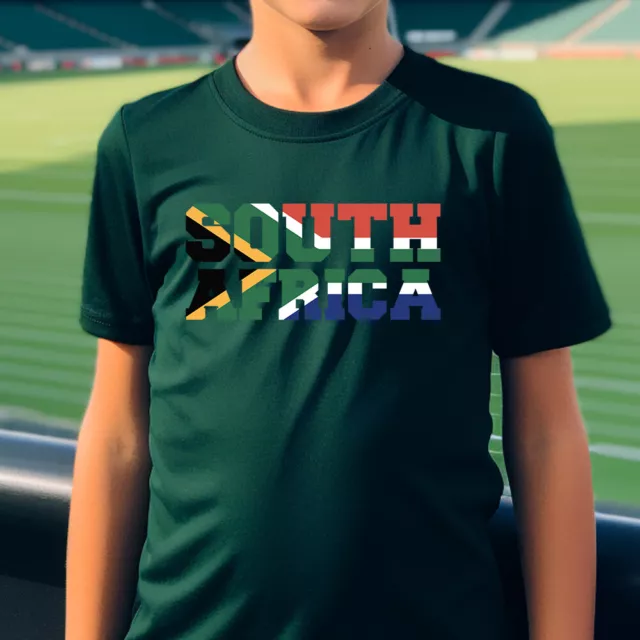 Kids South Africa Flag T-shirt Rugby African Springbok Cricket Birthday Gift Top