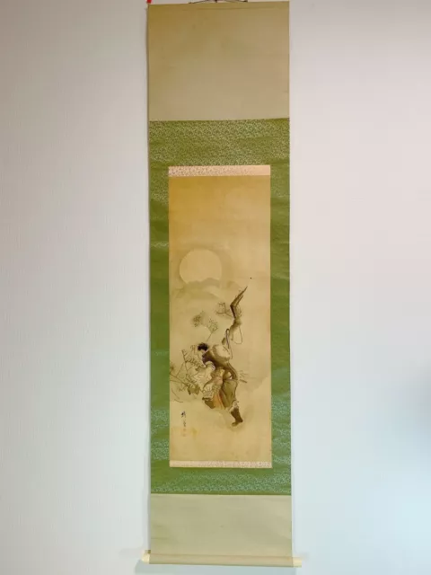 JAPANESE HANGING SCROLL ART Painting Asian antique #100