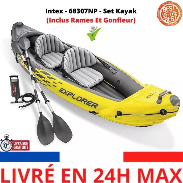 Intex - 68307NP - Set Kayak Explorer K2 - 2 Pers (Inclus Rames Et Gonfleur) Haut