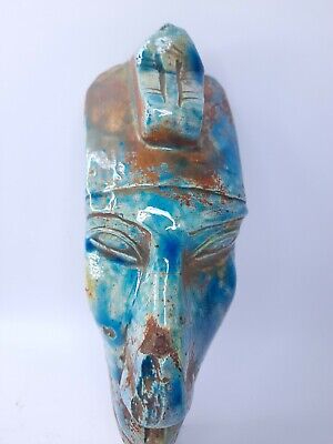 RARE ANTIQUE ANCIENT EGYPTIAN Faience King Akhenaten Statue Head Bust 1315 Bc