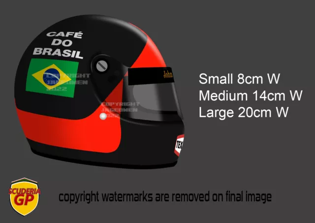 x2 Emerson Fittipaldi F1 Helmet Stickers Vinyl - Scuderia GP