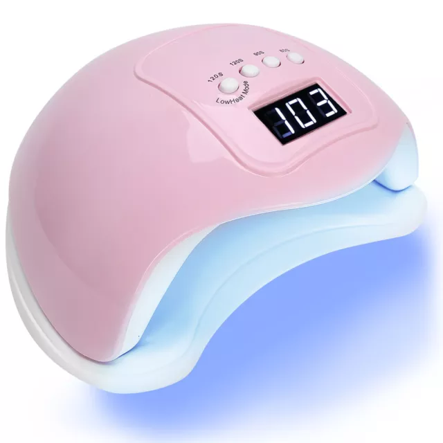 (Pink)48W Intelligent Timing LED UV Gel Nail Polish Dryer Lamp Household AGS