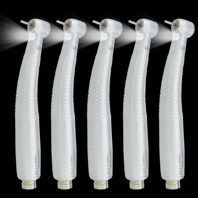 5 x NSK Style Dental LED E-generator Handpiece Fiber Optic 3 Spray Turbine 2/4H