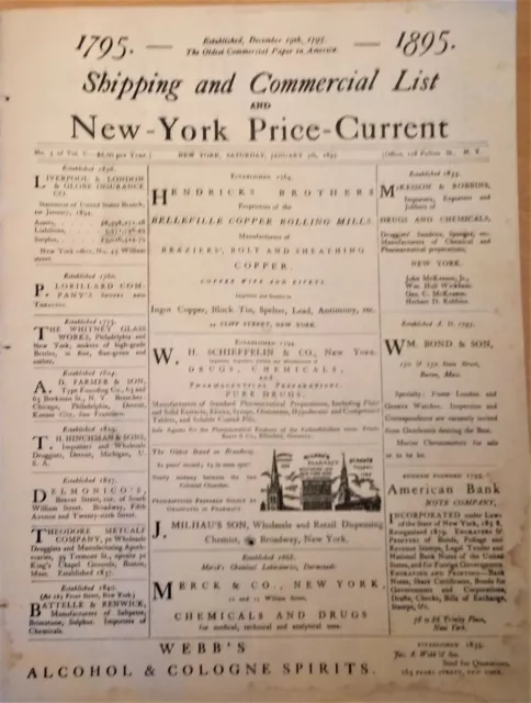 1895-Shipping-Commercial List-New York Price Current-32 Page Original Newspaper