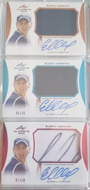 2015 Leaf Ultimate Tennis Match-worn Autos Elena Vesnina Bronze/Blue/Red