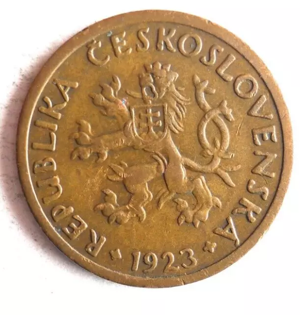 1923 CZECHOSLOVAKIA 10 HALERU - Excellent Coin - FREE SHIP - Vintage Bin #23