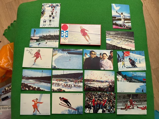 Very Rare Olympics Postcard Set x16 Sapporo 1972 Japan Winter Games VGC