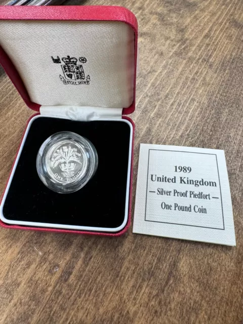 1989 Uk Silver Proof Piedfort One Pound Coin