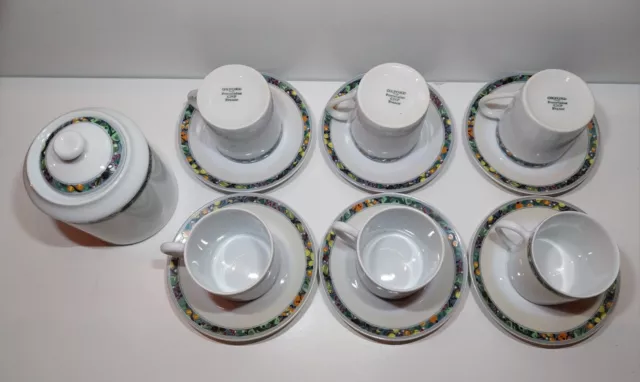 Service à Café 6 Tasses et Soucoupes. Et Sucrier.  Oxford Porcelaine CNP France 2