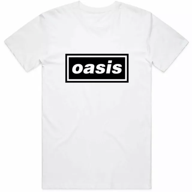 Oasis T Shirt Black Logo Definitely Maybe Official Licensed White Mens Tee NEW