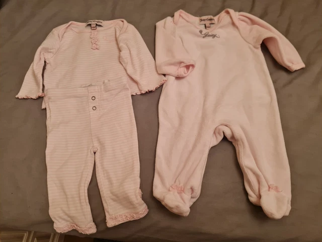 Juicy couture baby girl clothes 0-3 months pink  set and velour babygrow
