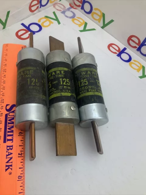 Buss Ware  Non125 One-Time Fuse 125Amp 250Vac (Lot Of 3)