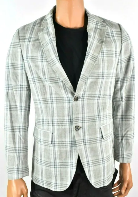 Tasso Elba Mens Sport Coat Jacket New S Plaid Cotton Suit Sage Gray 2 Button