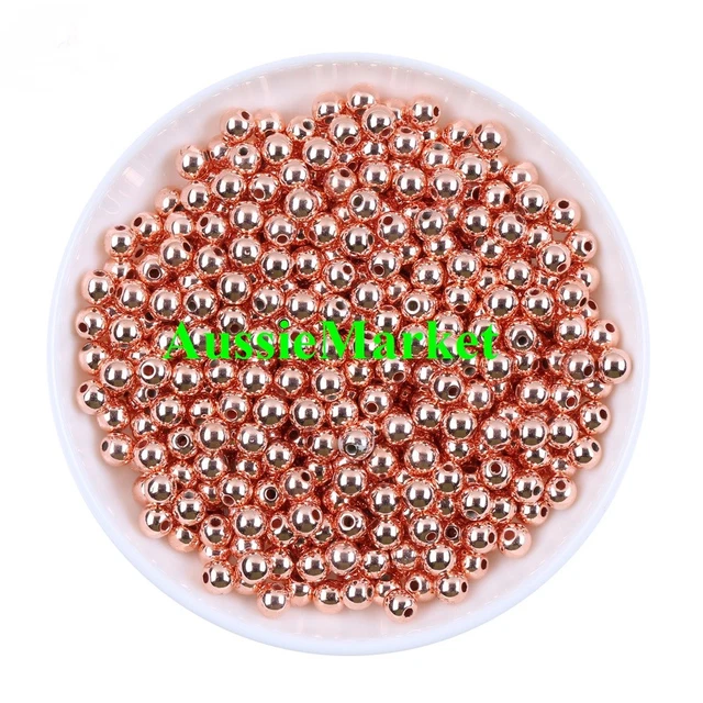 50 x beads acrylic plastic rose gold imitation pearl craft spacer loose 8mm new