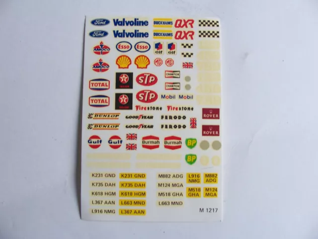 Scalextric Vintage Waterslide original (not repro) decal sheet, universal sheet