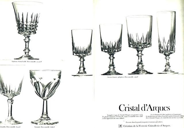 publicité Advertising 0323 1973    Création  de la Verrerie Cristal  d'Arques 2p