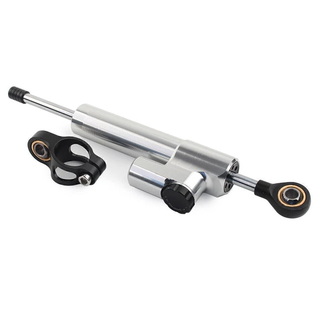For Suzuki/Honda/Yamaha Universal Steering Damper Stabilizer 24cm Silver Black