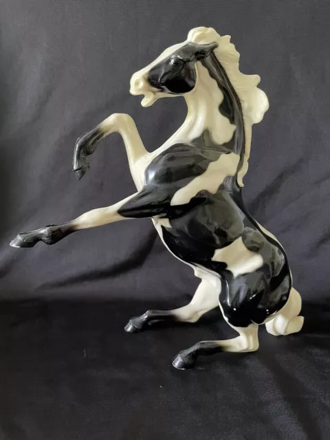 Vintage Hartland Rearing Black and White Pinto Paint Stallion Horse Figurine