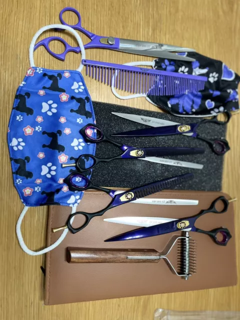 Professional Dog Grooming Scissors Set +pet Comb+king Coat + Face Mask+scissor