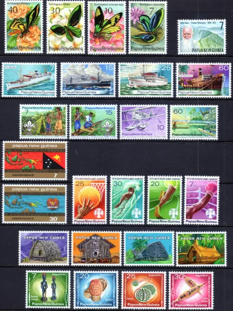 Papua Nuova Guinea 1975-1976 QEII 8 set di francobolli nuovi di zecca nuovi di zecca