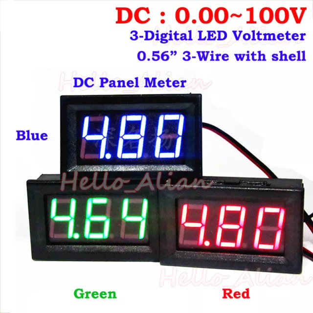 DC 0.00-100V 3 Digital LED Panel Voltage Meter Voltmeter 12V 24V 36V 48V 72V Car