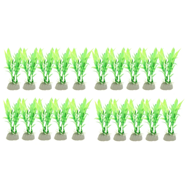 20 Pcs Aquarium Artificial Plants Plastic for Fish Tank Decoration Green 3.94"