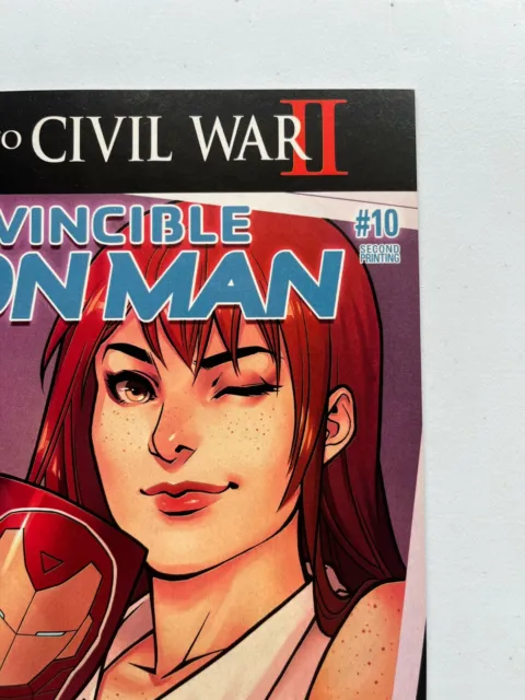 Invincible Iron Man # 10 2nd Riri Williams Rare 2nd Print ( Marvel 2016 ) NM/NM+ 3