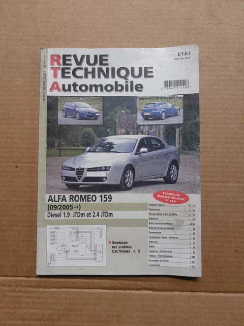 Dave Romeo Rta REVUE TECHNIQUE (RTA) Alfa Romeo 159- 1.9Jtdm-2.4Jtdm -Numéro B710 EUR ...