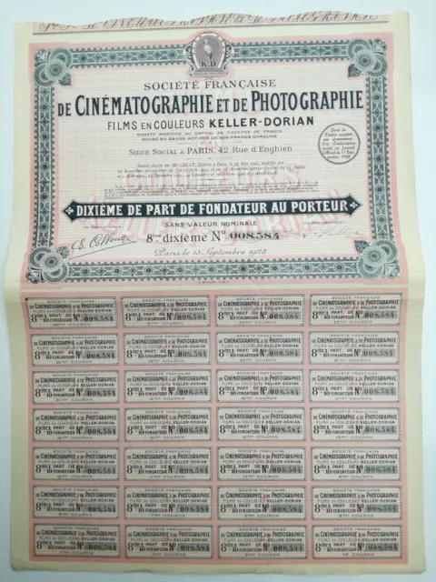 Action et titre SOC.FRANCAISE DE CINEMATOGRAPHIE ET PHOTOGRAPHIE