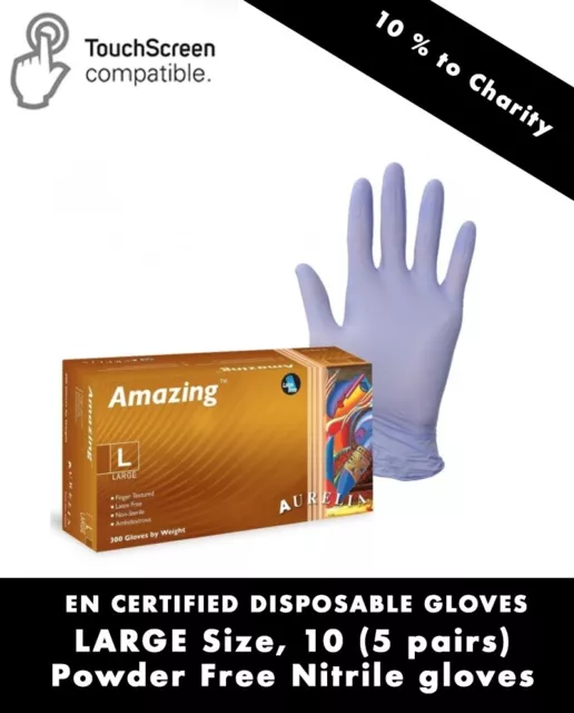 5 pairs Disposable Blue Powder and Latex Free Rubber - LARGE Gloves Nitrile UK 